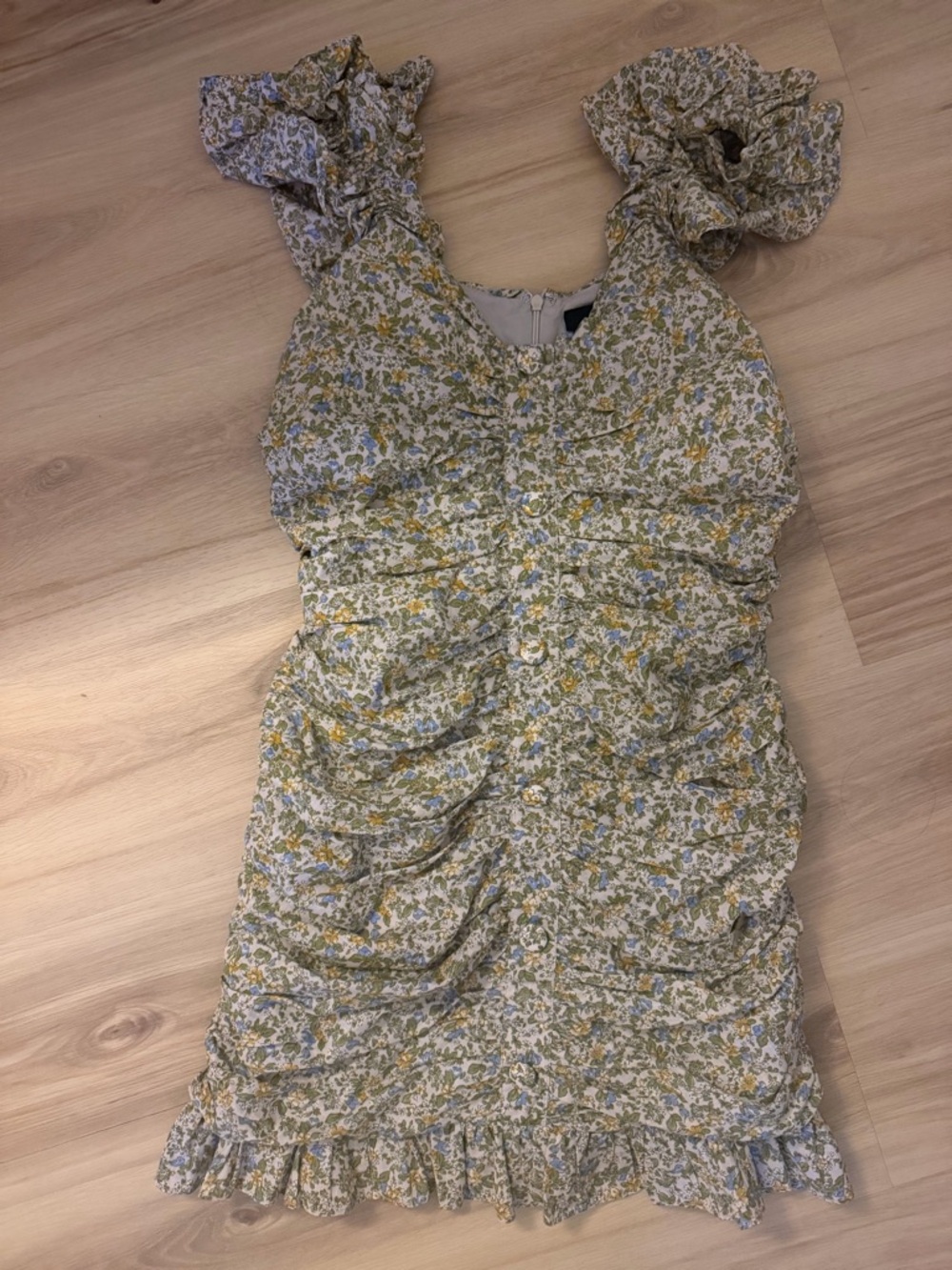 VICI Cream Dress with Yellow & Green Floral Print